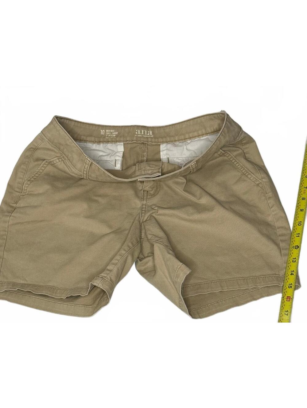 a.n.a Women's Khaki Mid-Rise Twill Shorts, Size 10 - Picture 3 of 5